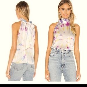 Generation Love Kaylee Tie Neck Cloud Print Sleeveless Top